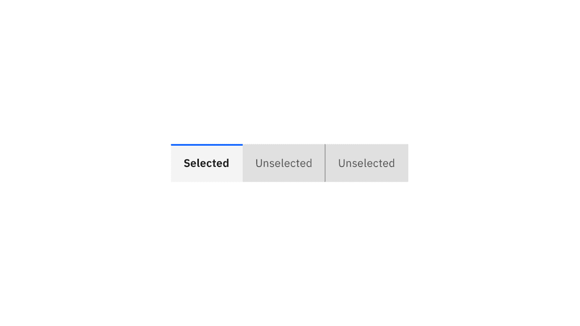 Examples of selected and unselected contained tabs